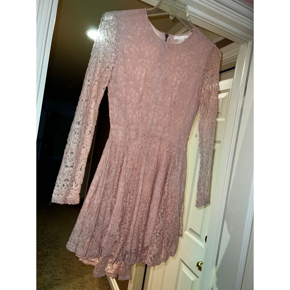 Pink Lace Long Sleeve Minidress